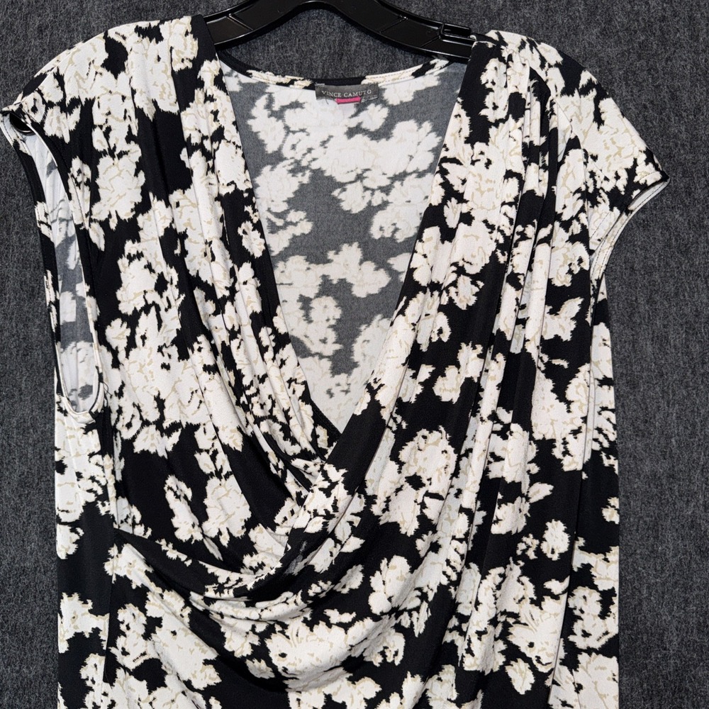 Vince Camuto‎ XL Spring Wedding Guest Floral Dress Cowl Neck Draped Stretch